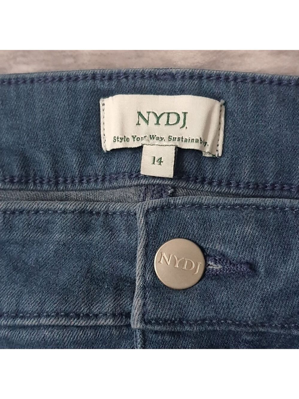 NYDJ Monroe Crop Jeans Stretch Cuffed Womens 14 Blue Jeans - Picture 3 of 15